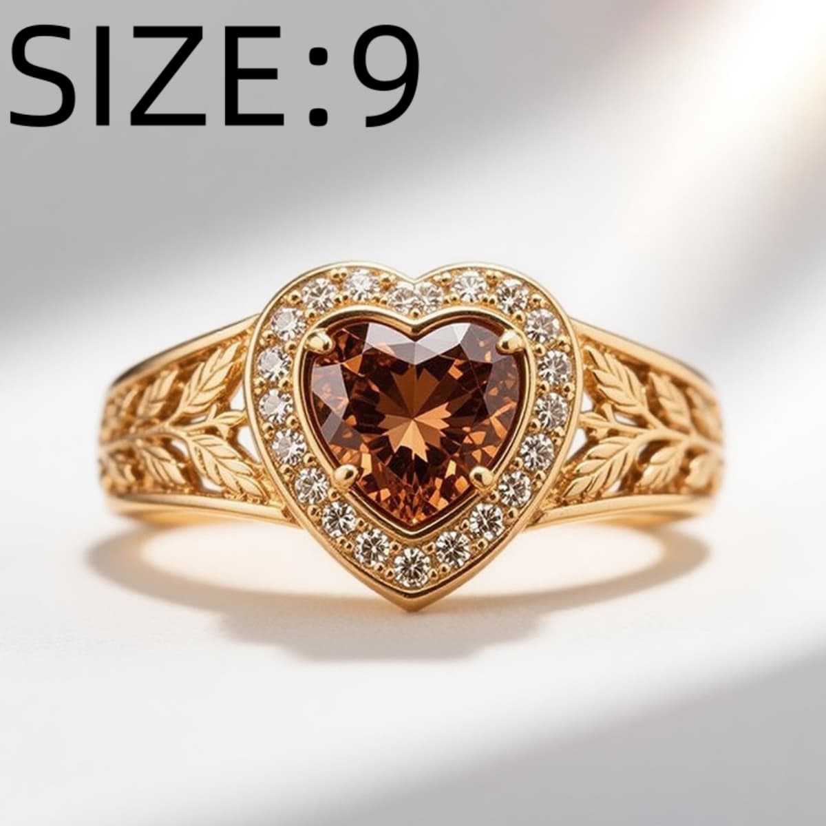 Stylish Copper Heart-Shaped Design Ring with Zirconia Inlay